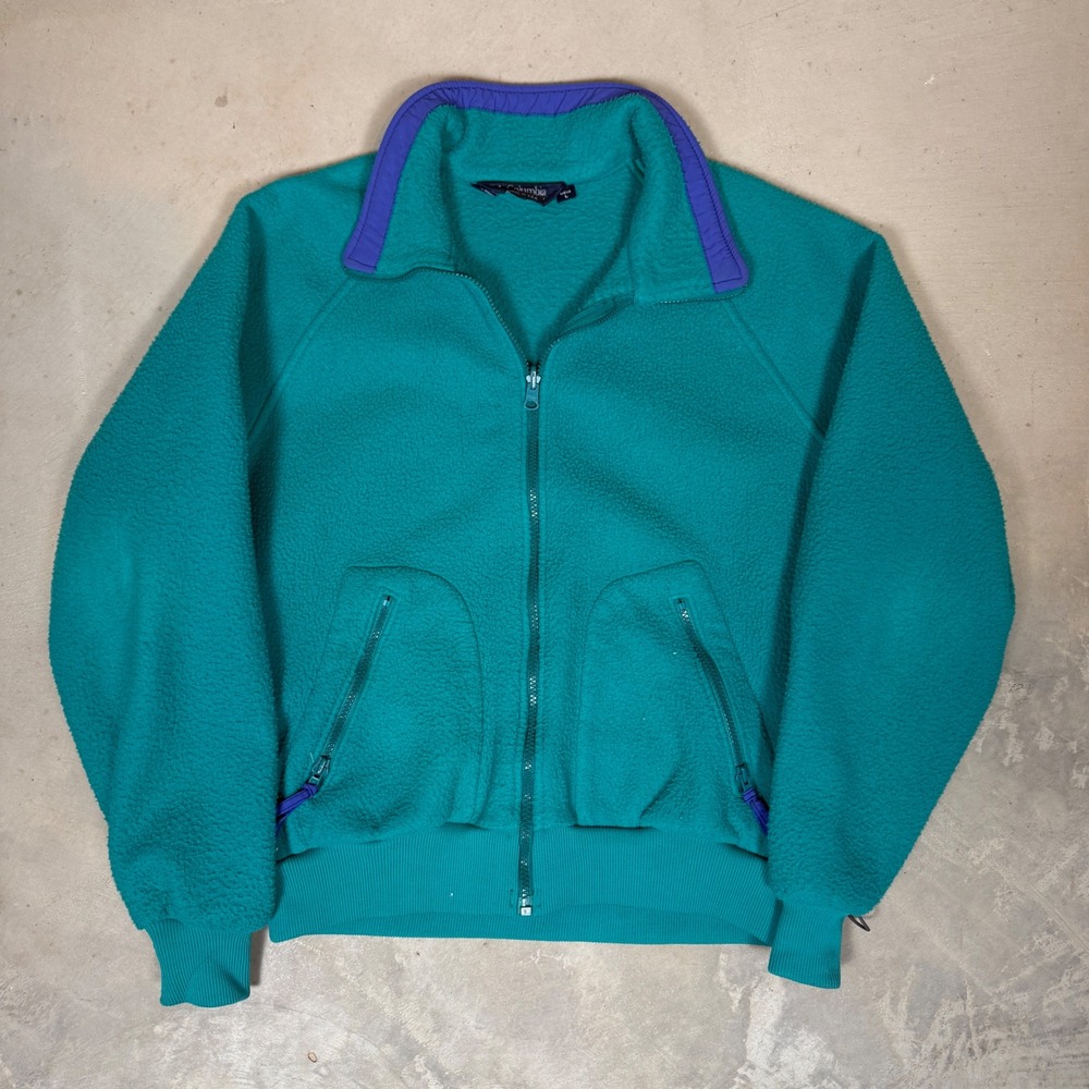 Vintage Columbia Fleece Jacket Mens Large Teal Purple Full Zip Made in USA 90s